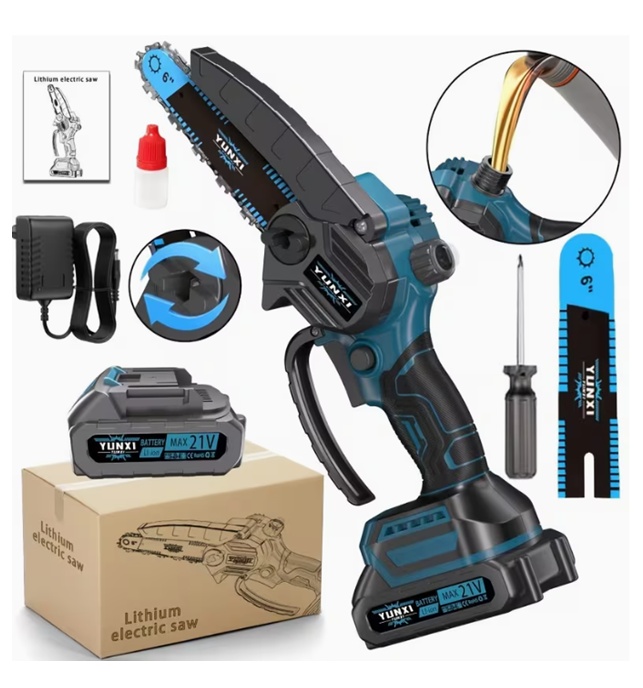 Olcsó akkus kézi láncfűrész, töltővel, akkuval YUNXI 6 - Image 4