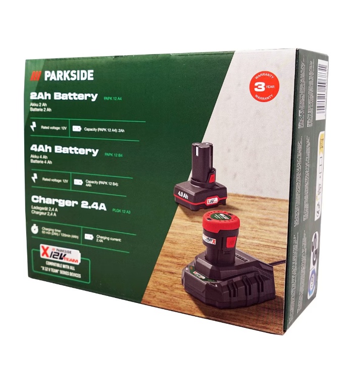 PARKSIDE AkkuSZETT 3db-os PAPK12A4 kis akku + PAPK12B4 nagy akku + PLGK12A3 töltő - Image 2